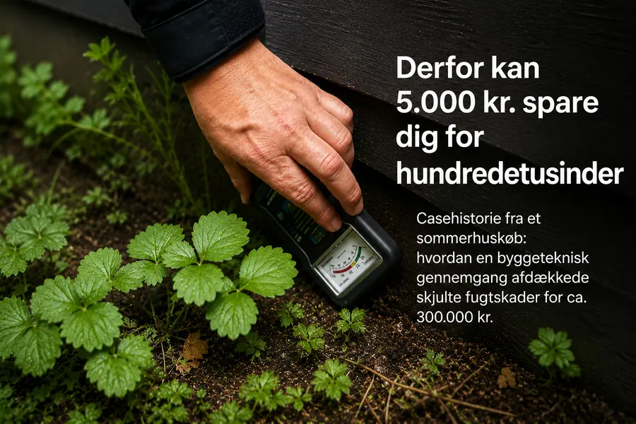 Fugtmåling af konstruktion under teknisk gennemgang af et byggeri